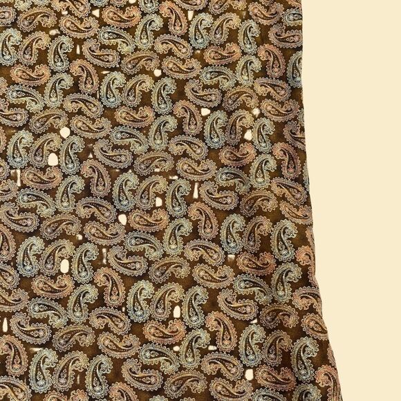 90s paisley mens Italian dress shirt by Como Sport Titanium, size S brown/pink - Picture 6 of 10